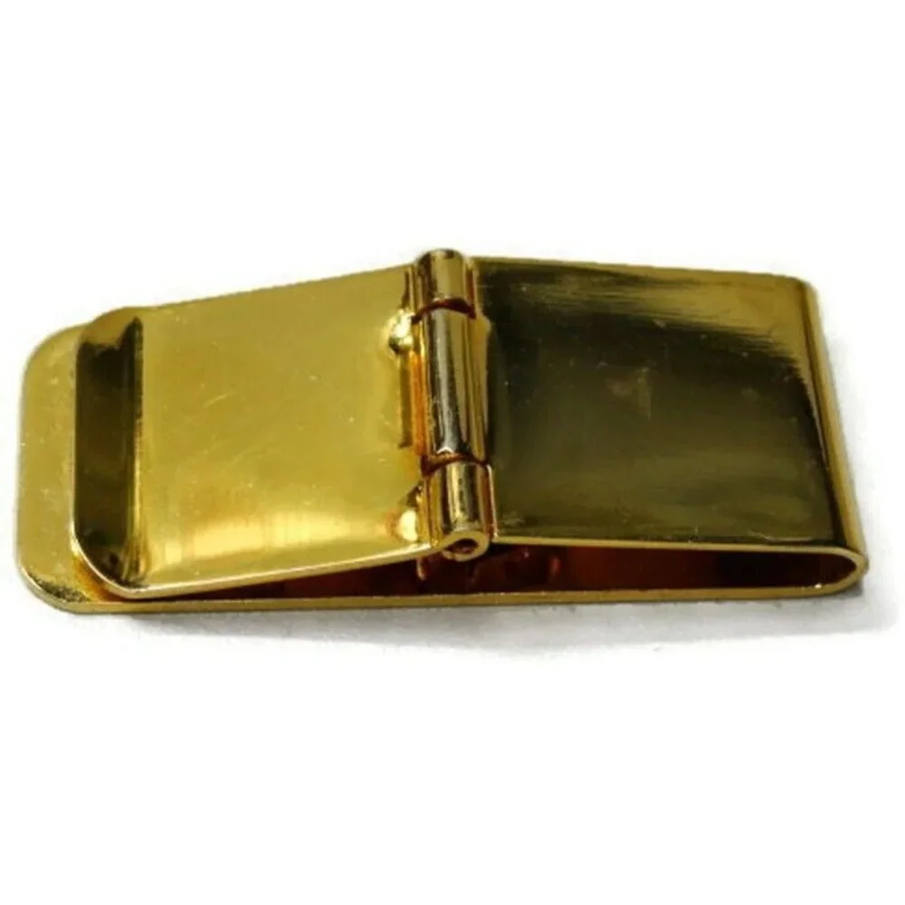 Gold Tone Engravable Money Clip Cash Holder Used